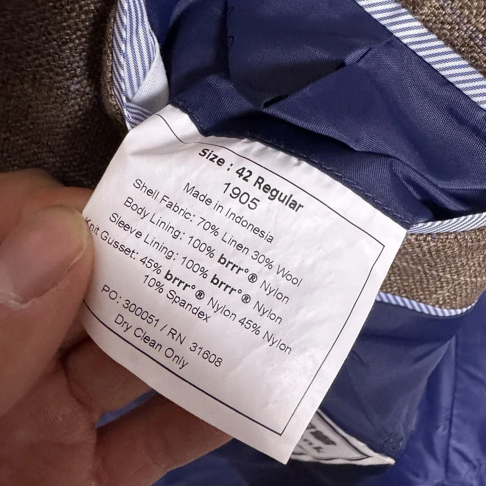 Jos A Bank Blazer Men's 42R Linen Wool BRR Comfort 1905 Sport Coat Windowpane